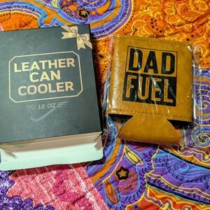 Dad Fuel Leather Can Cooler - Brown